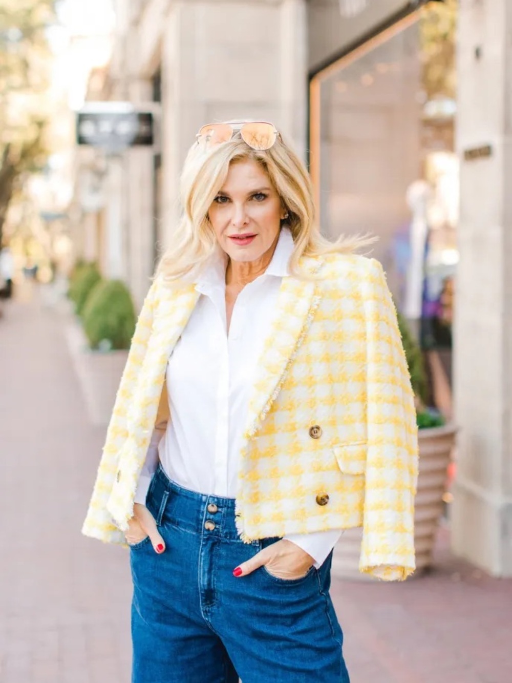 Ann Taylor Yellow Plaid Fringe Blazer 2